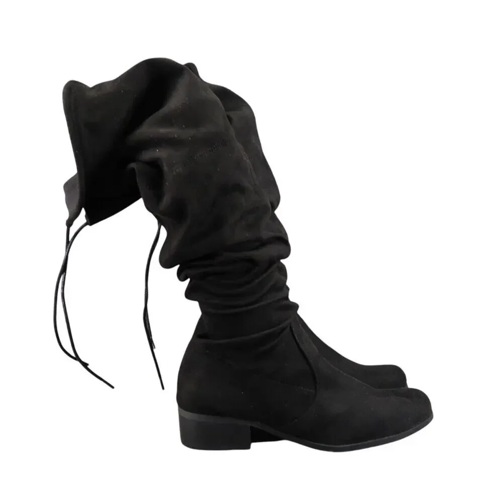 Charles David Shoes Women 7 Boots Fashion Over The Knee Gammon Pull On Tie Black